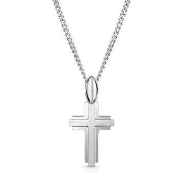 Silver Gents Plain Cross Pendant Necklace