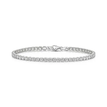 Silver  4 Claw Cubic Zirconia Gents Tennis Bracelet 