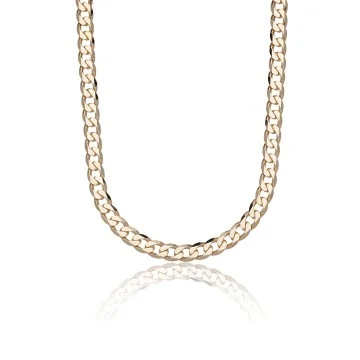 Silver Yellow Gold Plated 18' 9.3mm Curb Chain Necklace