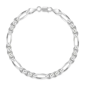 Silver 5.5mm Figaro Chain Bracelet