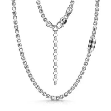 Silver 50cm Barrel Design Chain Necklet