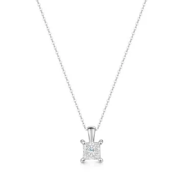 18ct White Gold Princess Cut 0.63ct Diamond Solitaire Pendant