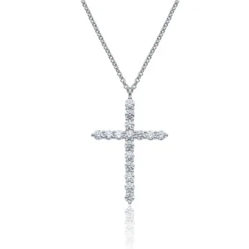 18ct White Gold Brilliant Cut 0.72ct Diamond Cross Pendant