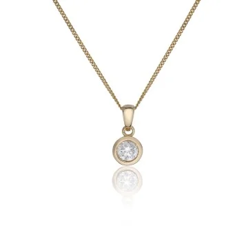 18ct Yellow Gold 0.18ct Diamond Rub Over Pendant