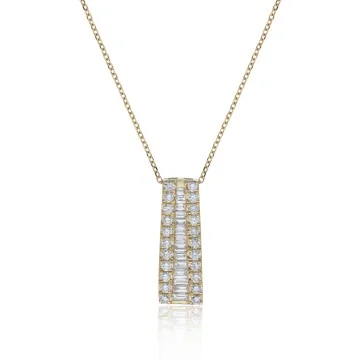 18ct Yellow Gold Brilliant and Baguette Cut 0.75ct Diamond Pendant