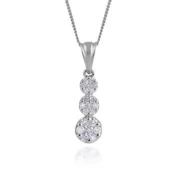 9ct White Gold Brilliant Cut 0.50ct Diamond Cluster Drop Pendant