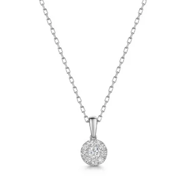 9ct White Gold Round Brilliant 0.33ct Diamond Illusion Style Pendant