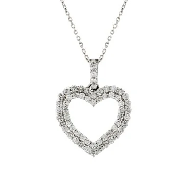 9ct White Gold Brilliant Cut 0.45ct Diamond Heart Pendant