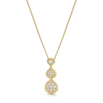 9ct Yellow Gold 0.25ct Diamond Cluster Drop Pendant