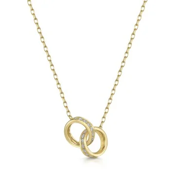 9ct Yellow Gold Round Brilliant 0.25ct Diamond Interlocking Ring Pendant