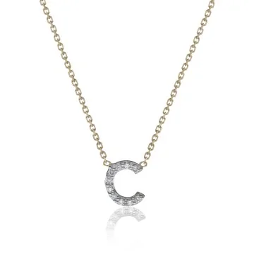 9ct Yellow Gold 0.05ct Diamond 'C' Letter Pendant