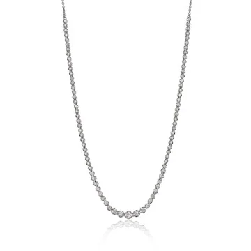 18ct White Gold Brilliant Cut 1.88ct Diamond Graduated Tennis Necklace