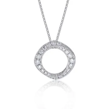 18ct White Gold Brilliant Cut Diamond 1.20ct Twisted Circle Pendant 