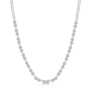 18ct White Gold Round Brilliant 2.15ct Diamond Illusion Style Cluster Necklet
