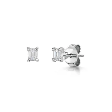 18ct White Gold 0.30ct Emerald Cut Diamond Solitaire Earrings