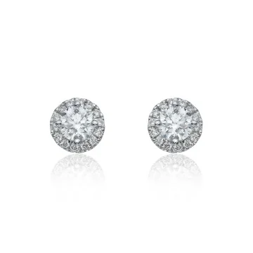 18ct White Gold Brilliant Cut 0.70ct Diamond Halo Stud Earrings