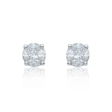 18ct White Gold Marquise And Princess Cut 2.14ct Diamond Cluster Earrings