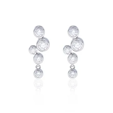 18ct White Gold Rub Over Brilliant Cut 0.71ct Diamond Drop Earrings