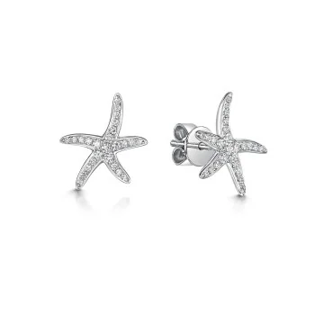18ct White Gold Round Brilliant 0.19ct Diamond Starfish Earrings