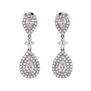 18ct White Gold 2.00ct Diamond Pear Drop Earrings