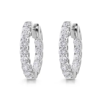 18ct White Gold Brilliant Cut 1.50ct Diamond Hoop Earrings
