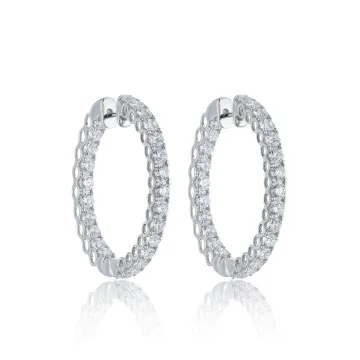 18ct White Gold Brilliant Cut 5.00ct Diamond Hoop Earrings