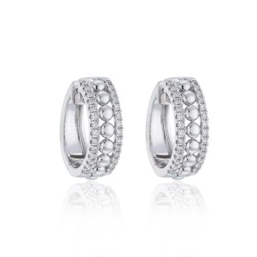 18ct White Gold Round Brilliant 0.40ct Diamond Fancy Hoop Earrings