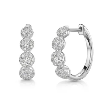 18ct White Gold Round Brilliant 0.50ct Diamond Halo Hoop Earrings