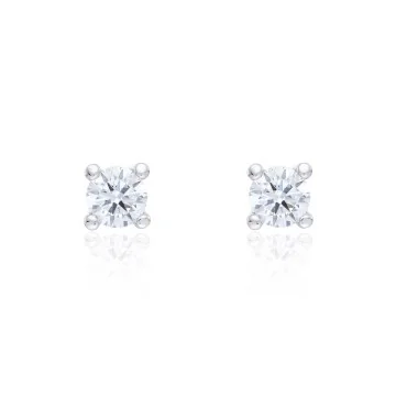18ct Yellow Gold 0.50ct Round Brilliant 4 Claw Diamond Solitaire Earrings