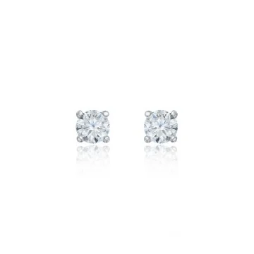 18ct Yellow Gold 0.75ct Round Brilliant 4 Claw Diamond Solitaire Earrings
