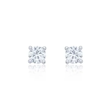 18ct Yellow Gold 1.00ct Round Brilliant 4 Claw Diamond Solitaire Earrings