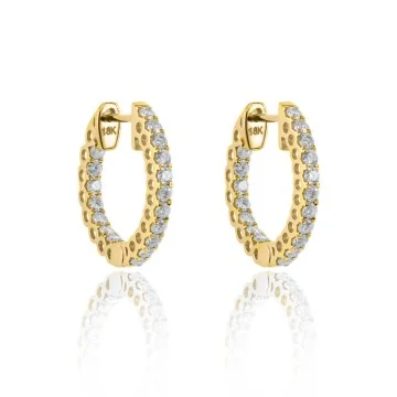 18ct Yellow Gold Brilliant Cut 0.50ct Diamond Hoop Earrings