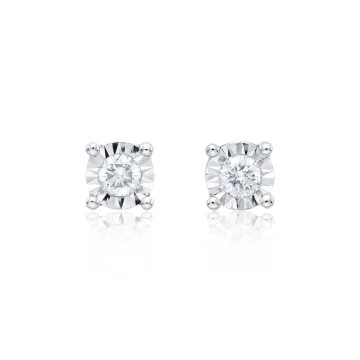 9ct White Gold Brilliant Cut 0.20ct Diamond Stud Earrings