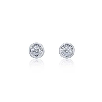 9ct White Gold Round Brilliant 0.10ct Diamond Bezel Set Earrings