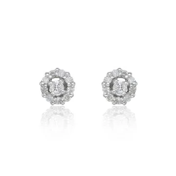 9ct White Gold Brilliant Cut 0.25ct Diamond Cluster Stud Earrings