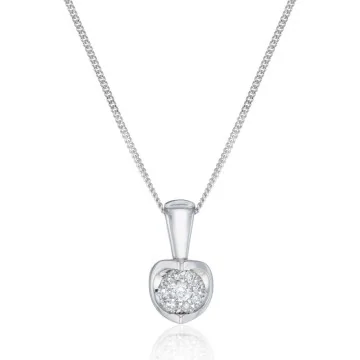 9ct White Gold Brilliant Cut 0.05ct Diamond Cluster Pendant