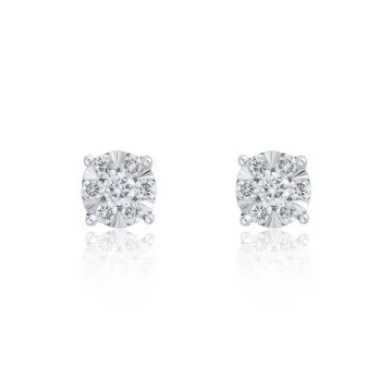 9ct White Gold Brilliant Cut 0.20ct Diamond Cluster Stud Earrings