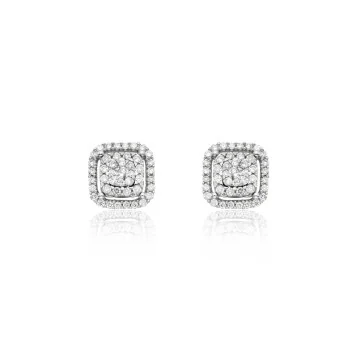 9ct White Gold Brilliant Cut 0.50ct Diamond Cluster Earrings 
