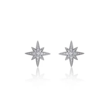 9ct White Gold Brilliant Cut Diamond 0.17ct Pave Star Earrings  1