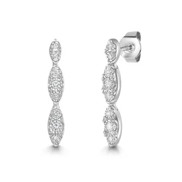 9ct White Gold 0.10ct Diamond Cluster Earrings