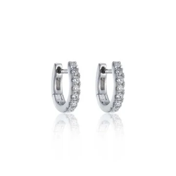 9ct White Gold Brilliant Cut 0.15ct Diamond Huggie Hoop Earrings