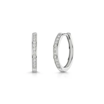9ct White Gold 0.10ct Round Brilliant Diamond Hoop Earrings