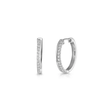 9ct White Gold Round Brilliant 0.33ct Diamond Off Set Hoop Earrings