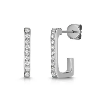 9ct White Gold Round Brilliant 0.20ct Diamond Squared Hoop Earrings