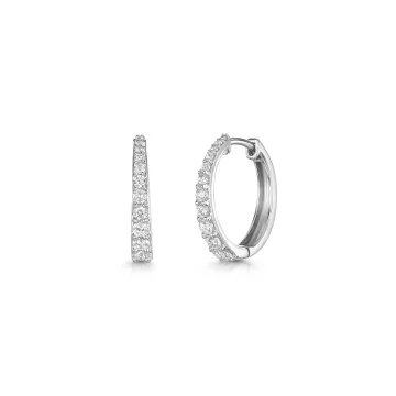 9ct White Gold Round Brilliant 0.75ct Diamond Graduated Hoop Earrings