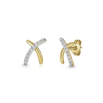 9ct Yellow Gold Round Brilliant 0.15ct Diamond Kiss Style Earrings