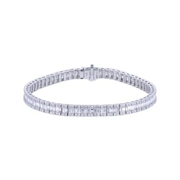 18ct White Gold Baguette and Brilliant Cut 6.00ct Diamond Tennis Bracelet
