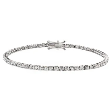 18ct White Gold Brilliant Cut 1.25ct Diamond Tennis Bracelet
