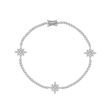 18ct White Gold Brilliant Cut 1.23ct Diamond Cluster Star Bracelet