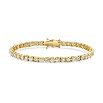 18ct Yellow Gold Brilliant Cut 4.00ct Diamond Tennis Bracelet